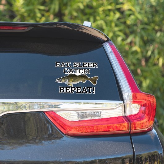 Eat Sleep Catch Walleye Funny Fishing Angler シール (車体側面)