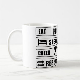 Eat Sleep Cheer Repeat チアリーディング チアリーダー ジム コーヒーマグカップ