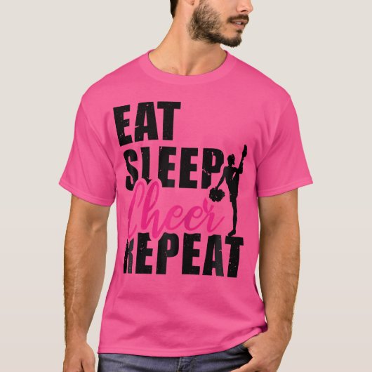 Eat Sleep Cheer Repeat チアリーディング チアリーダー ジム Tシャツ (正面)