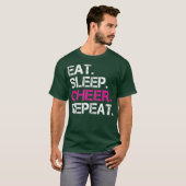 Eat Sleep Cheer Repeat チアリーディングTシャツ ギフト Tシャツ (正面フル)