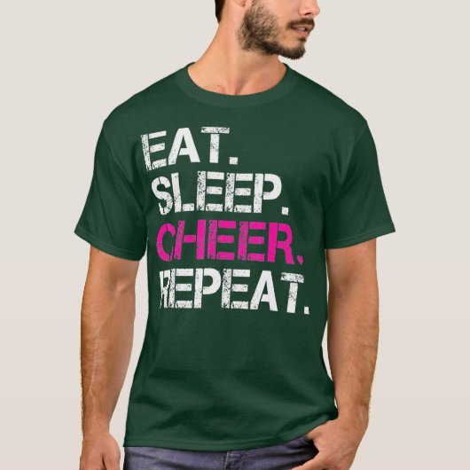Eat Sleep Cheer Repeat チアリーディングTシャツ ギフト Tシャツ (正面)