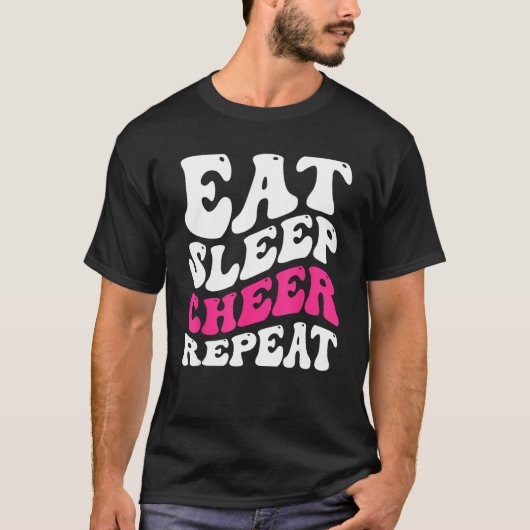 Eat Sleep Cheer Repeat Cheerleader Cheering Squad Tシャツ (正面)