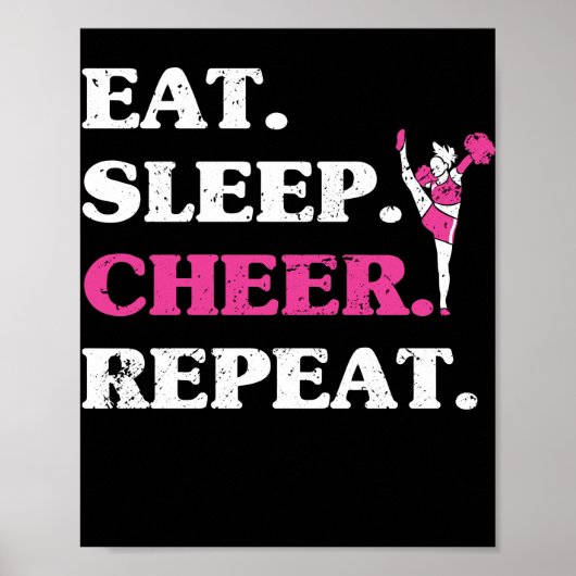 Eat Sleep Cheer Repeat Cheerleader Fan Lover ポスター (正面)