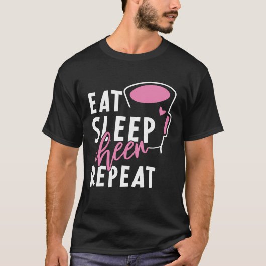 Eat Sleep Cheer Repeat Cheerleading Cheerleader Wo Tシャツ (正面)