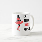 Eat Sleep Cheer Repeat Cheerleading Coach コーヒーマグカップ (正面右)