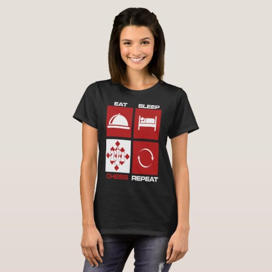 Eat Sleep Chess Repeat Skills Move King Knight Gam Tシャツ (正面フル)