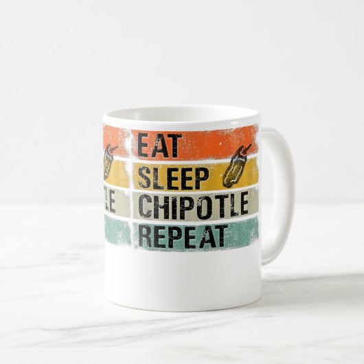 Eat Sleep Chipotle Repeat Funny Chipotle Pepper コーヒーマグカップ (正面右)