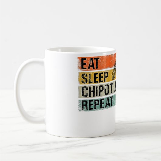 Eat Sleep Chipotle Repeat Funny Chipotle Pepper コーヒーマグカップ (左)