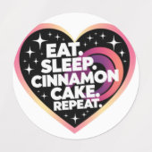 Eat sleep cinnamon Cake repeat  ラベル (デザイン1)