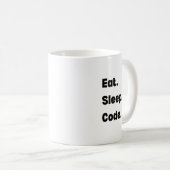 Eat Sleep Code マグカップ - ソフトウェア開発者へのモチベーションギフト (正面右)