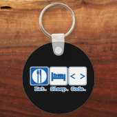 eat sleep code (html) キーホルダー (正面)