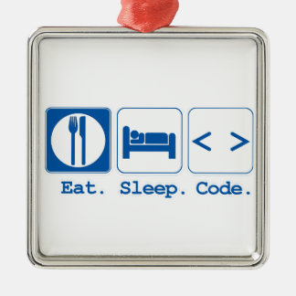 eat sleep code (html) メタルオーナメント