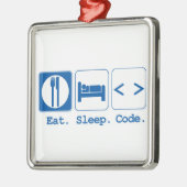 eat sleep code (html) メタルオーナメント (左)