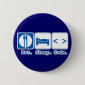eat sleep code (html) 缶バッジ (正面)