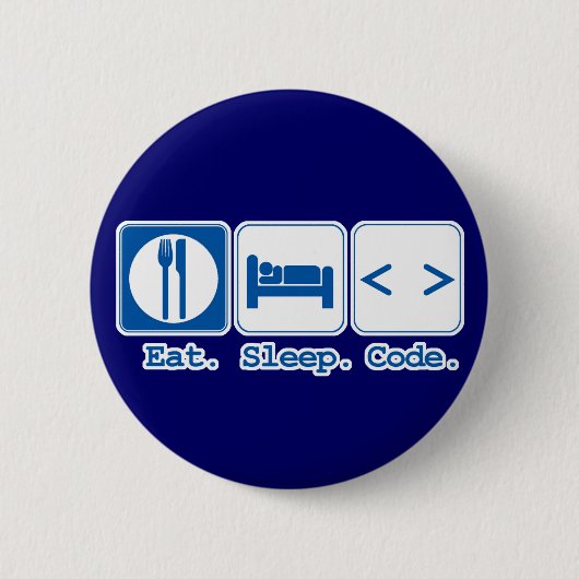 eat sleep code (html) 缶バッジ (正面)