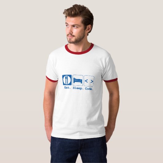 eat sleep code (html) tシャツ (正面フル)