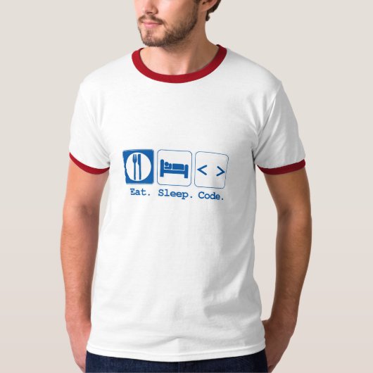 eat sleep code (html) tシャツ (正面)