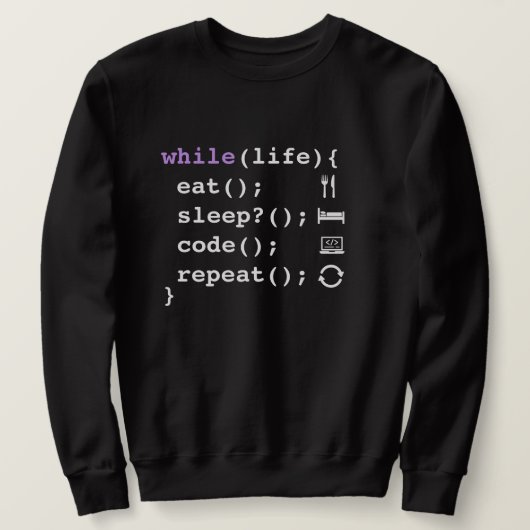 Eat Sleep Code Repeat - ミニマルプログラマー スウェットシャツ (デザイン正面)