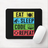 Eat Sleep Code Repeat 面白いプログラミング バックトゥスクール マウスパッド (マウス)