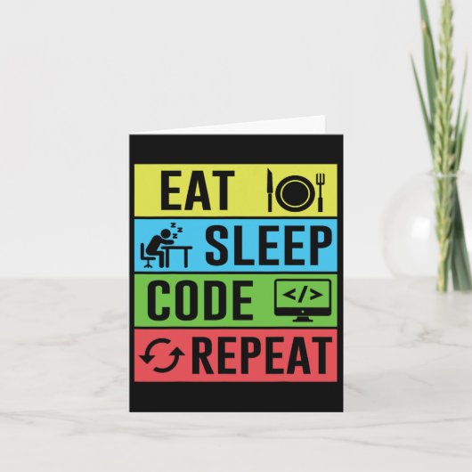 Eat Sleep Code Repeat 面白い プログラミング バックトゥスクール カード (正面)