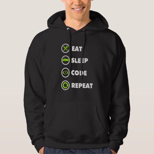 Eat Sleep Code Repeat Coding Coder Programmer パーカ (正面)