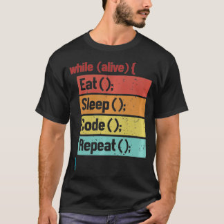 Eat Sleep Code Repeat Full Stack Coder Software De Tシャツ