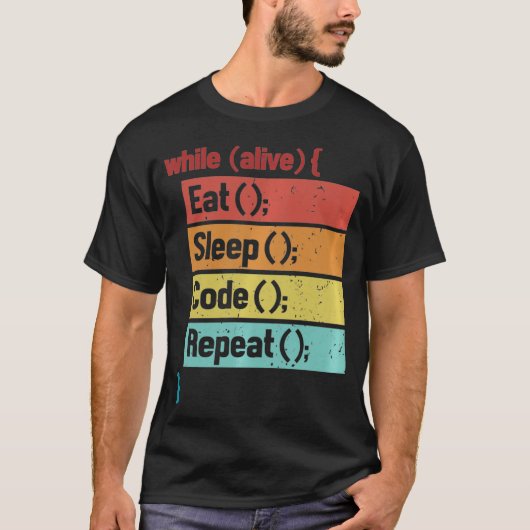 Eat Sleep Code Repeat Full Stack Coder Software De Tシャツ (正面)