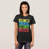 Eat Sleep Code Repeat Funny Programming Back To Sc Tシャツ (正面フル)