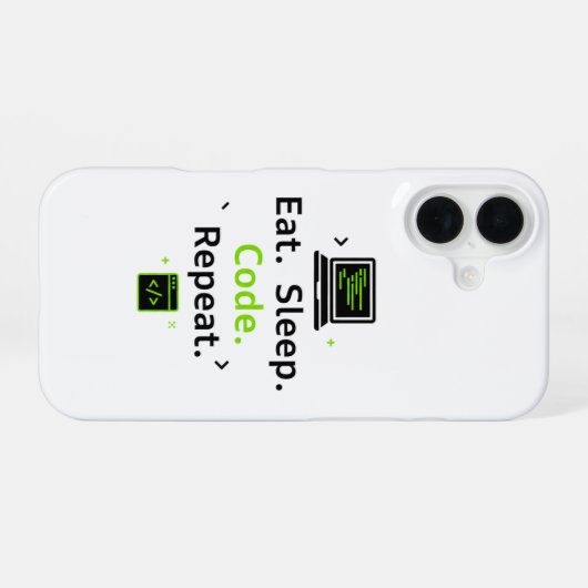 Eat Sleep Code Repeat iPhone カー 16ケース (裏面横)