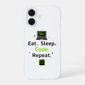 Eat Sleep Code Repeat iPhone カー 16ケース (裏面)