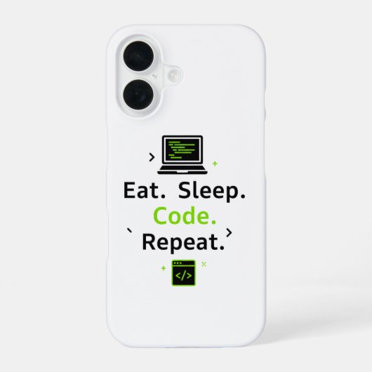 Eat Sleep Code Repeat iPhone カー 16ケース (裏面)