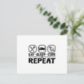 Eat Sleep Code Repeat Medical Coder Coding Gift ポストカード (スタンド正面)
