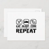Eat Sleep Code Repeat Medical Coder Coding Gift ポストカード (正面/裏面)