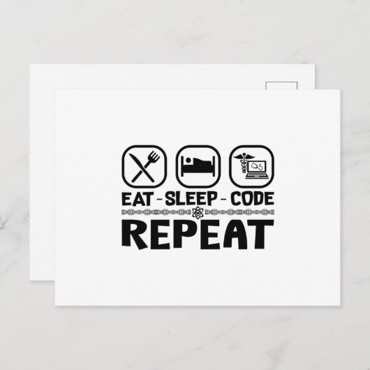 Eat Sleep Code Repeat Medical Coder Coding Gift ポストカード (正面/裏面)