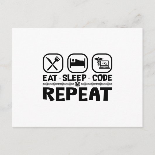 Eat Sleep Code Repeat Medical Coder Coding Gift ポストカード (正面)