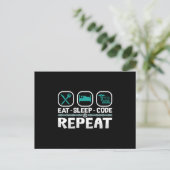 Eat Sleep Code Repeat Medical Coder ICD Coding ポストカード (スタンド正面)