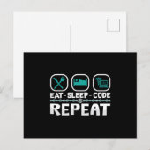 Eat Sleep Code Repeat Medical Coder ICD Coding ポストカード (正面/裏面)