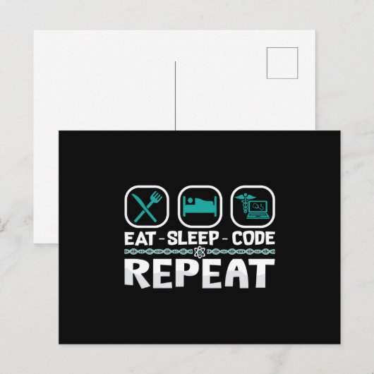 Eat Sleep Code Repeat Medical Coder ICD Coding ポストカード (正面/裏面)