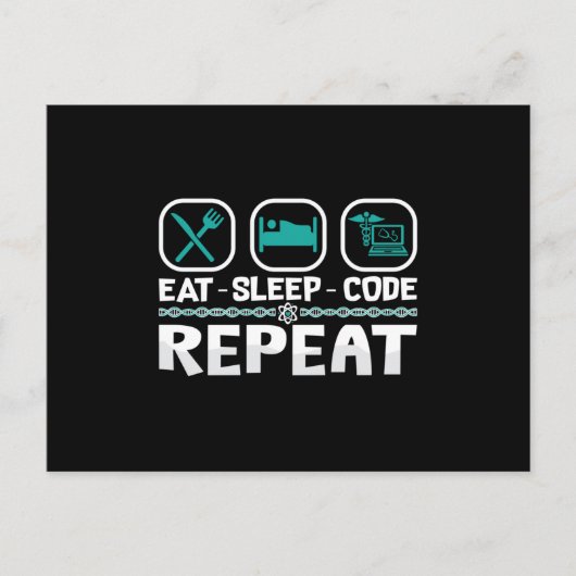 Eat Sleep Code Repeat Medical Coder ICD Coding ポストカード (正面)