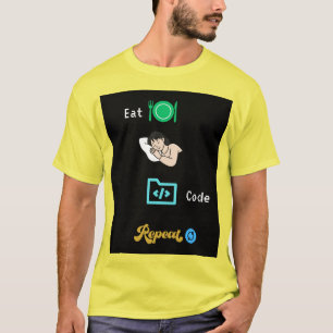 Eat Sleep Code Repeat Tシャツ - 面白いプログラマーG
