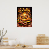 Eat Sleep Cook Repeat アート ポスター (キッチン)