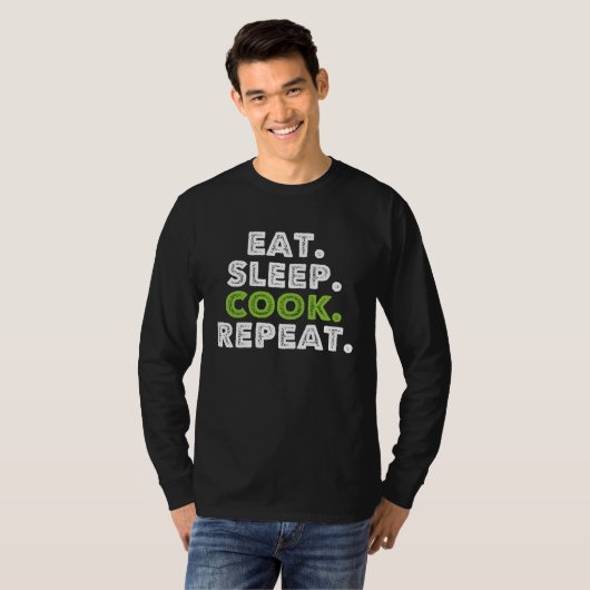 Eat Sleep Cook Repeat Cooking Chef Tシャツ (正面フル)
