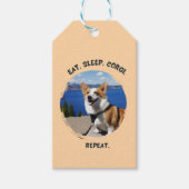 "Eat. Sleep. Corgi. Repeat." オリジナル写真ギフトタグ ギフトタグ (正面)