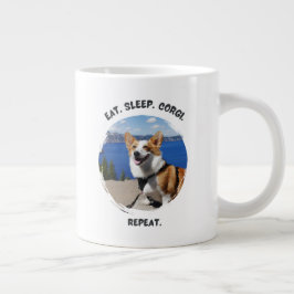 "Eat. Sleep. Corgi. Repeat." オリジナル写真入り ジャンボコーヒーマグカップ
