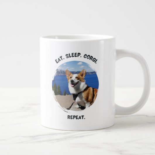 "Eat. Sleep. Corgi. Repeat." オリジナル写真入り ジャンボコーヒーマグカップ (右)
