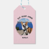 "Eat. Sleep. Corgi. Repeat." カスタマイズフォト  ギフトタグ (正面)