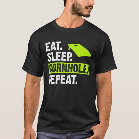 Eat Sleep Cornhole Repeat Corn Hole Team Tシャツ (正面)