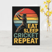 Eat Sleep Cricket Repeat Cricket Quote  カード (黄色い花)
