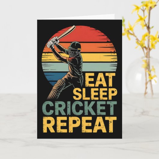 Eat Sleep Cricket Repeat Cricket Quote  カード (黄色い花)