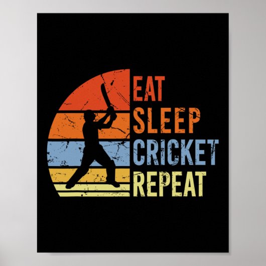 Eat Sleep Cricket Repeat - Funny Cricket Game Men  ポスター (正面)